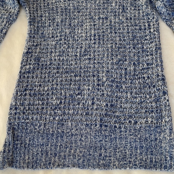 Ultra Flirt Blue and White Hooded Marked Knit Long Sleeve Sweater Size Large - Picture 8 of 10